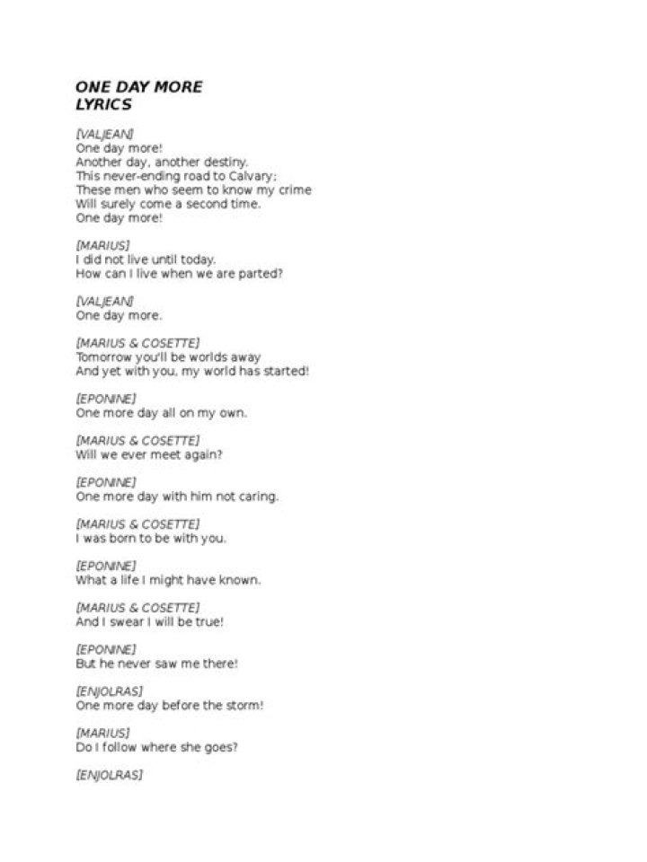 One day more lyrics |