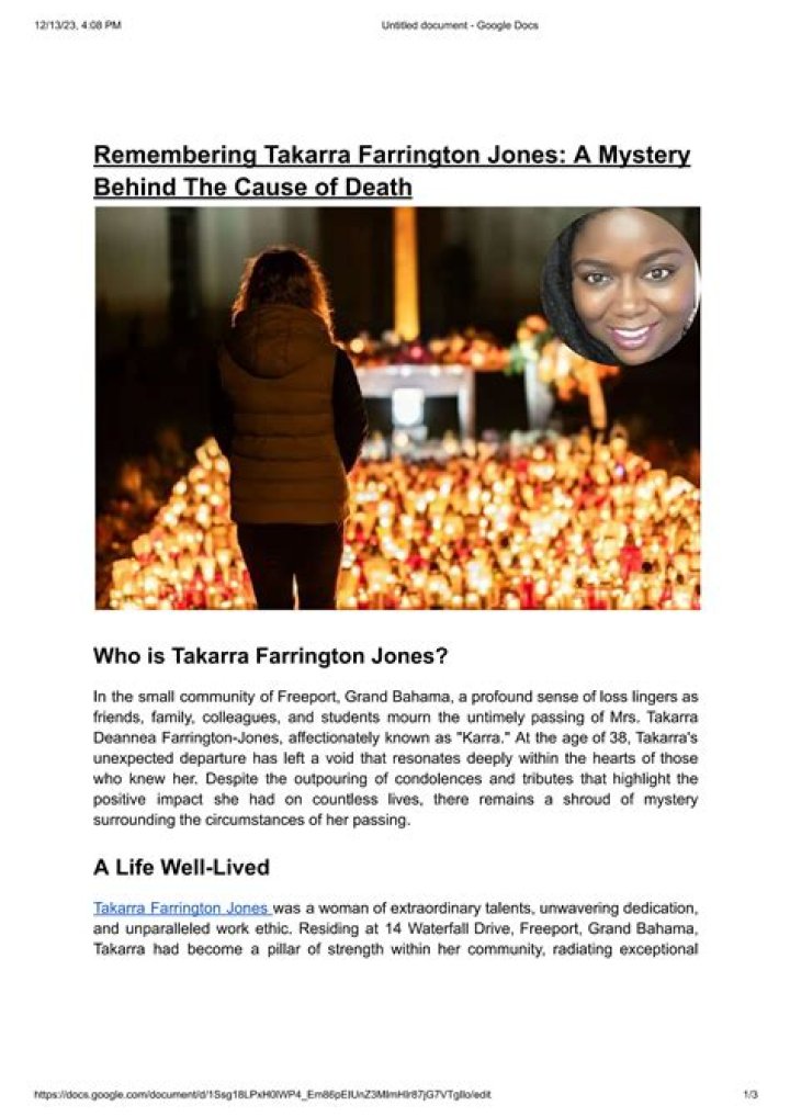 Takarra Farrington Jones Cause Of Death And Obituary