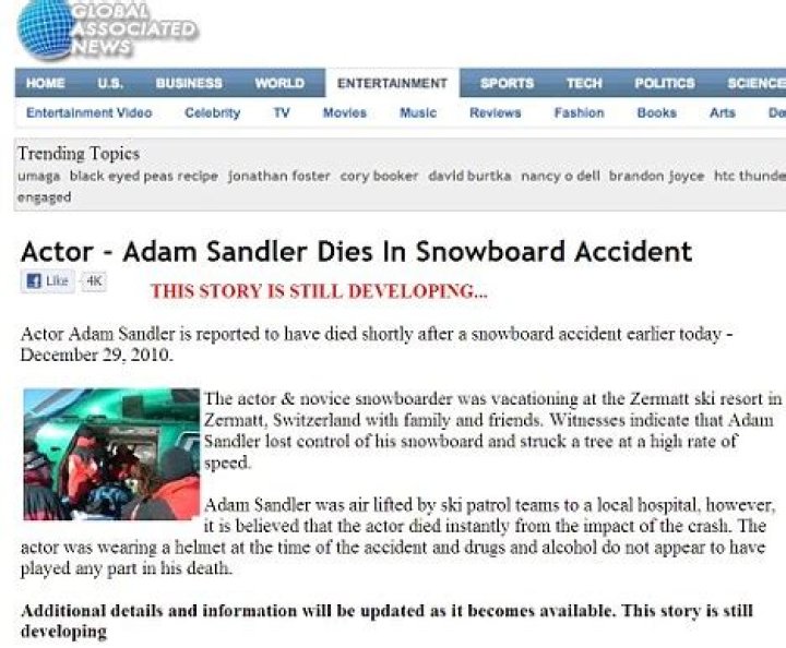 The Truth Behind The "Adam Sandler Dead" Hoax