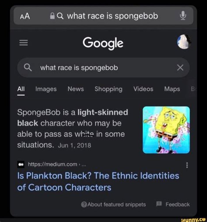 What race is SpongeBob |