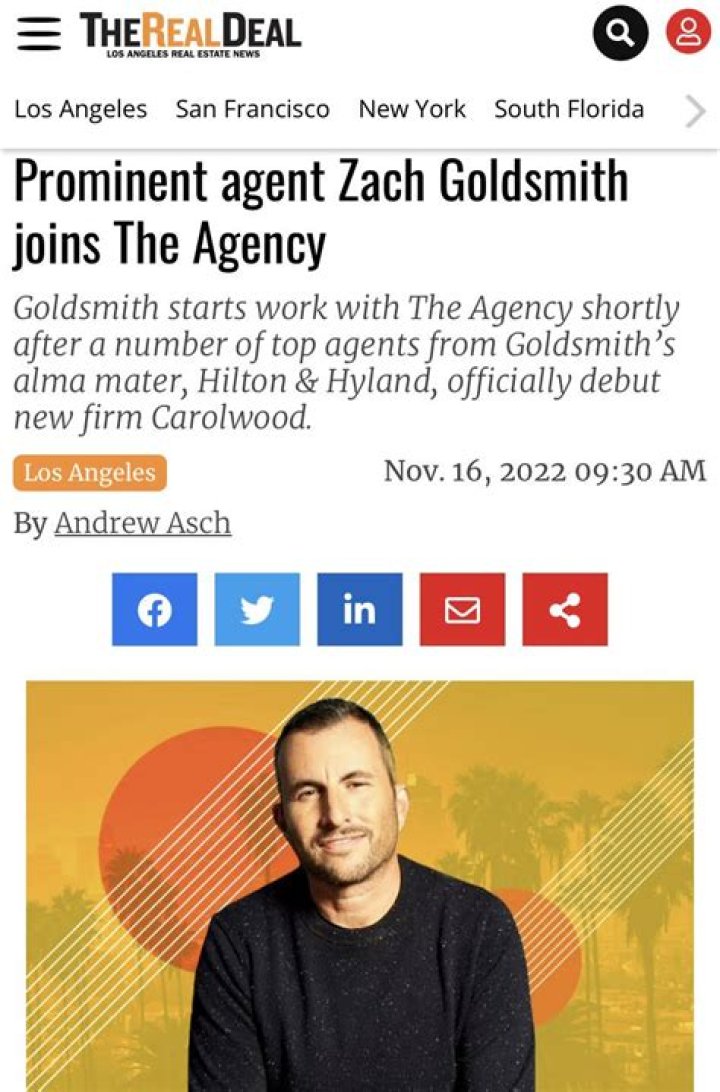 Zach Goldsmith And The Agency's Divorce